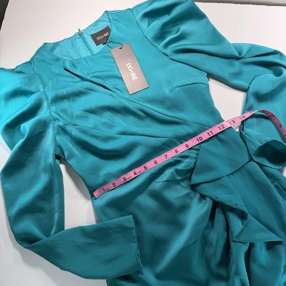 Do + Be Women's Turquoise Blue Long Sleeve Cocktail Dress Semi Formal NWT S - Picture 10 of 12
